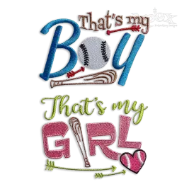 That's My Girl Boy Baseball Softball Machine Embroidery Design
