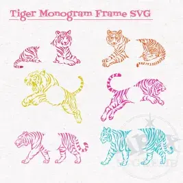 Tiger Monogram Frame SVG