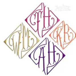 Diamond Elegant Swirls Triangle Machine Embroidery Font Digitized