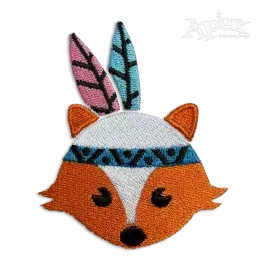 Tribal Fox with Feathers Machine Embroidery Designs