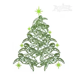 Sea Turtles Turtle Christmas Tree Embroidery Design