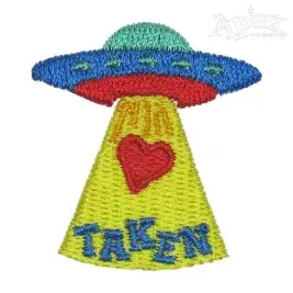UFO Heart Taken Embroidery Design