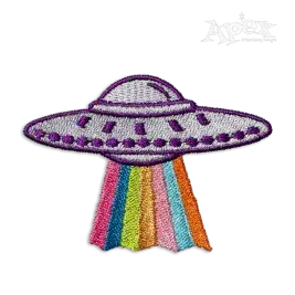 UFO Rainbow Machine Embroidery Design by Apex