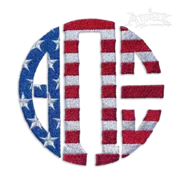 United States Flag Greek Machine Embroidery Font by Apex Designs