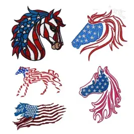 USA Flag Patriotic Horse Pack Machine Embroidery Designs by Apex All
