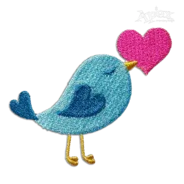 Valentine Love Bird with Heart Machine Embroidery Design Digitized
