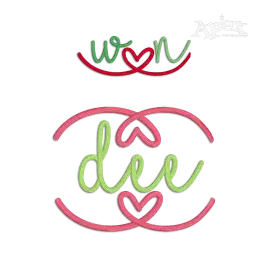 Heart Tail Monogram Embroidery Font Letters Frames 