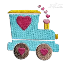 Train with Hearts Valentine Day Machine Embroidery Design | Apex