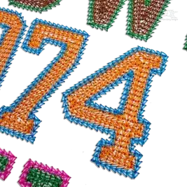 Varsity 2-color Chain Stitch Alphabet Font Athletic