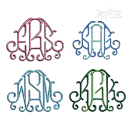 Victoria Monogram Machine Embroidery Font - Apex