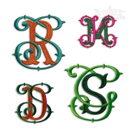 Vine Fishtail Interlocking Monogram Embroidery Font - Apex All