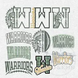 Warriors Mascot School Sports Game Spirit Bundle Vector SVG Design