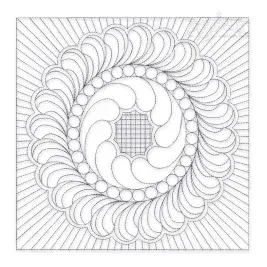 Wavy Floral Wreath Quilt Block Embroidery Design