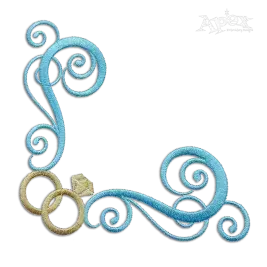 Wedding Rings Swirl Corner Machine Embroidery by Apex Designs