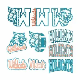 Wildcats School Mascot Sports Game Spirit Bundle Vector PNG Design All