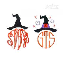 Witches Hat Monogram Design Frames Digitized