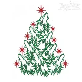 Wolf Christmas Tree Embroidery Designs