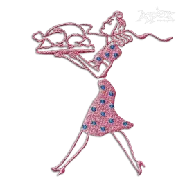 Thanksgiving Woman Holding Turkey Machine Embroidery Design Digitizing