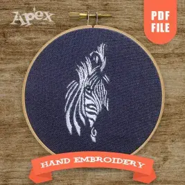 Zebra Portrait Hand PDF Embroidery Pattern