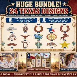 Texas Huge Bundle Machine Embroidery Design by Apex Digitizing All