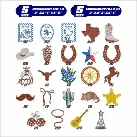 Texas All Embroidery Design Bundle All
