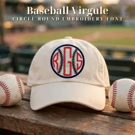 Baseball Virgule Stitches Circle Round Embroidery Font Hats