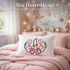 Bean Stitch Embroidery Fonts Bundle Pillow