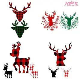 Plaid Reindeer Deer SVG PNG Bundle SVG PNG cut file