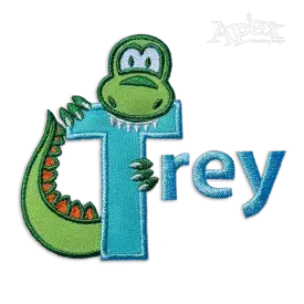 Dinosaur Applique Machine Embroidery Font Design by Apex