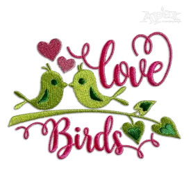 Kissing Love Birds Couple Machine Embroidery Design | Apex