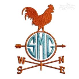 Wind Weather Vane Weathercock Farm Rooster Embroidery Design