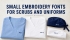 small embroidery fonts​ for Scrubs and Uniforms