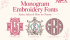 Monogram embroidery fonts styles guide featuring traditional interlocking and circle monogram designs