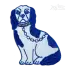 Vintage Chinoiserie Sitting Dog Porcelain Machine Embroidery Design