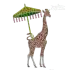 Antique Giraffe with Umbrella Machine Embroidery Design