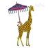Vintage Giraffe with Umbrella Machine Embroidery Design