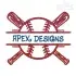 Baseball Softball Crossed Bats Split Embroidery Frame