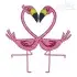 Couple Heart Flamingo Embroidery Design