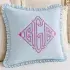 Fishtail Pillow Diamond Applique Monogram Embroidery Font