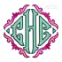 Diamond Triangle Monogram Fishtail Machine Embroidery Font Applique Frame