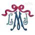 English Monogram Embroidery Font with Bow