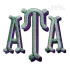 Fishtail Rounded Stacked Embroidery Font 2-Color Shadow ATA