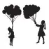Girl Holding Balloons Silhouette SVG Cuttable Files