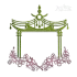 Pagoda Monogram Frame with Flowers Machine Embroidery Design
