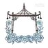Pagoda Monogram Frames Flowers Machine Embroidery Design