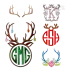 Christmas Reindeer Antler Monogram Frame Topper Embroidery all