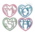 Round Heart Shaped Monogram Machine Embroidery Font | Apex all
