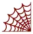 Corner spider web SVG with fine radial spokes and scalloped strands in dark red