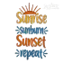 Sunrise Sunburn Sunset Repeat Embroidery Design