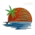 Sunset Ocean Beach Machine Embroidery Design by Apex Designs